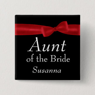 Chapa Cuadrada TÍA del nombre rojo del personalizado de la boda