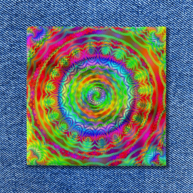 Chapa Cuadrada Tiedye Objetivo (Tiedye Target Pinback Button)
