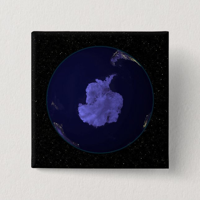 Chapa Cuadrada Tierra completa en la noche mostrando luces de la  (Anverso)