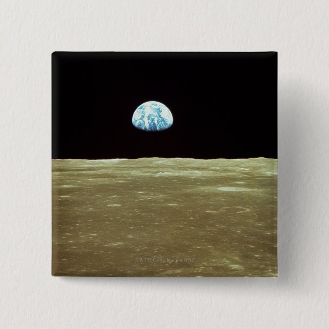 Chapa Cuadrada Tierra levantándose sobre la luna (Anverso)
