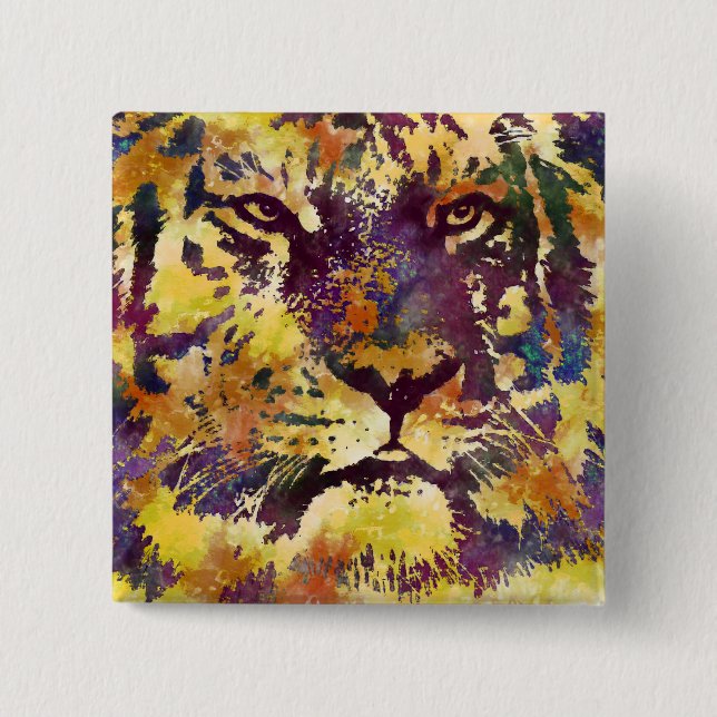 Chapa Cuadrada Tigre acuarela (Anverso)