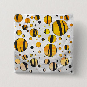 Chapa Cuadrada Tigre de punto de polka impresión negro y Naranja