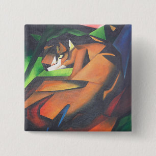 Chapa Cuadrada Tigre En Estilo De Arte Geométrico Franz Marc