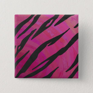 Chapa Cuadrada Tigres de impresión rosada y negra caliente