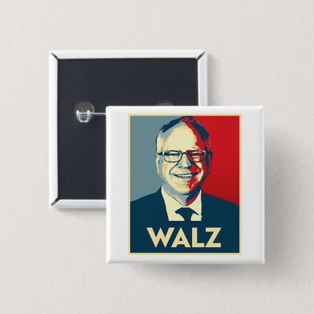 Chapa Cuadrada Tim Walz (Anverso y reverso)