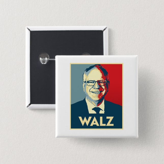 Chapa Cuadrada Tim Walz (Anverso y reverso)