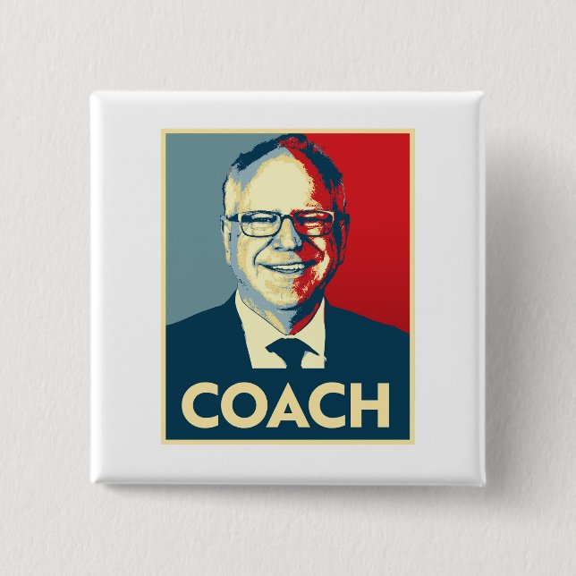 Chapa Cuadrada Tim Walz COACH (Anverso)