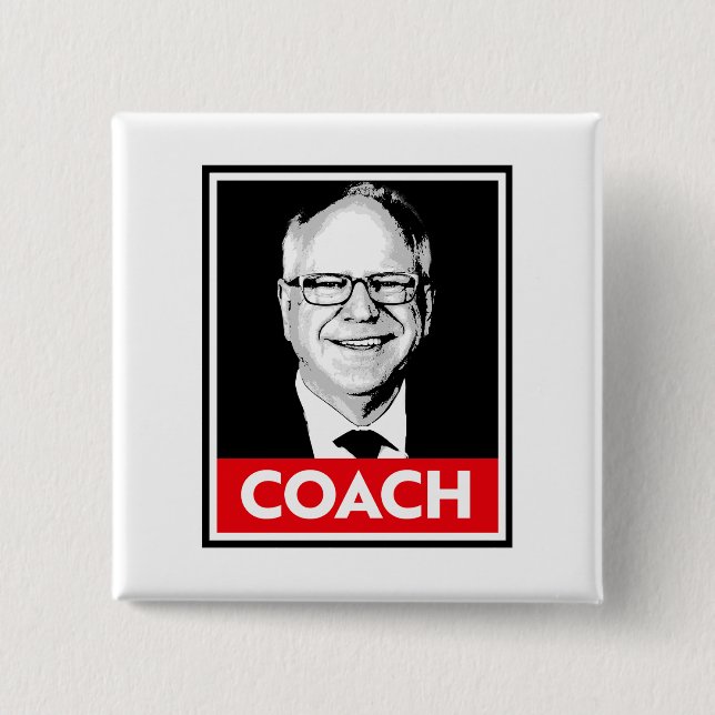 Chapa Cuadrada Tim Walz COACH (Anverso)