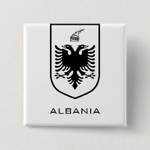 Chapa Cuadrada Tinta del Escudo Nacional de Albania Patrimonio