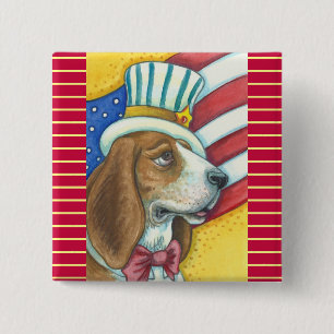 CHAPA CUADRADA TÍO DE LA SALIDA DE BASSET, HOMBRE DE PERRO PATRIÓ