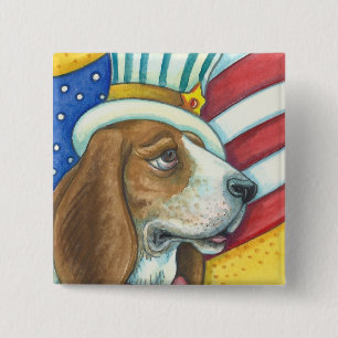 CHAPA CUADRADA TÍO DE LA SALIDA DE BASSET, HOMBRE DE PERRO PATRIÓ