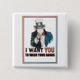 Chapa Cuadrada ¡Tío Sam "Te quiero" a lavarte las manos!