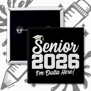 Chapa Cuadrada Tipografía de cita divertida de graduación Senior 