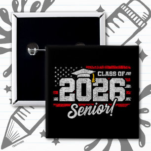 Chapa Cuadrada Tipografía de graduación de la clase de 2026 vinta