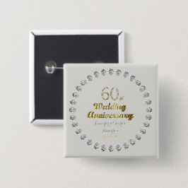 Chapa Cuadrada Tipografía de oro del 60 aniversario del Boda del