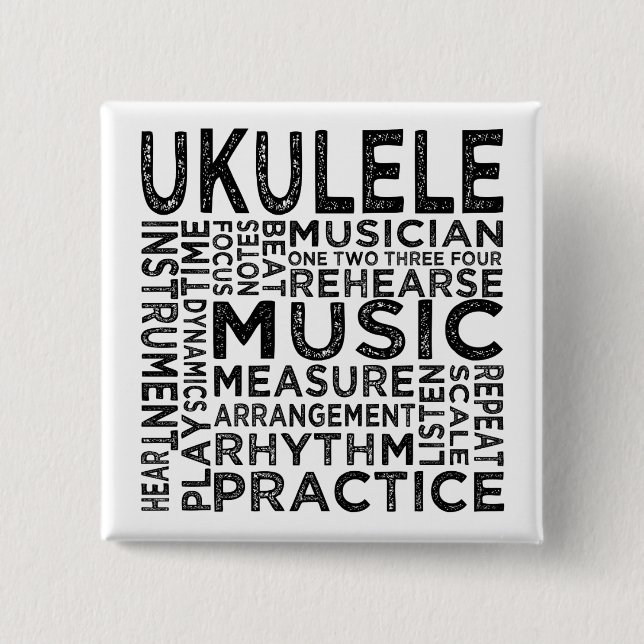 Chapa Cuadrada Tipografía de Ukulele (Anverso)