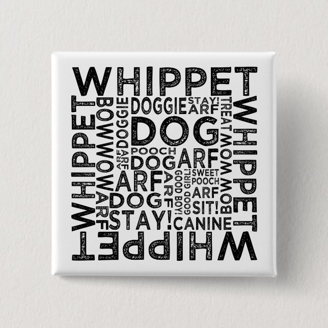 Chapa Cuadrada Tipografía de Whippet (Anverso)
