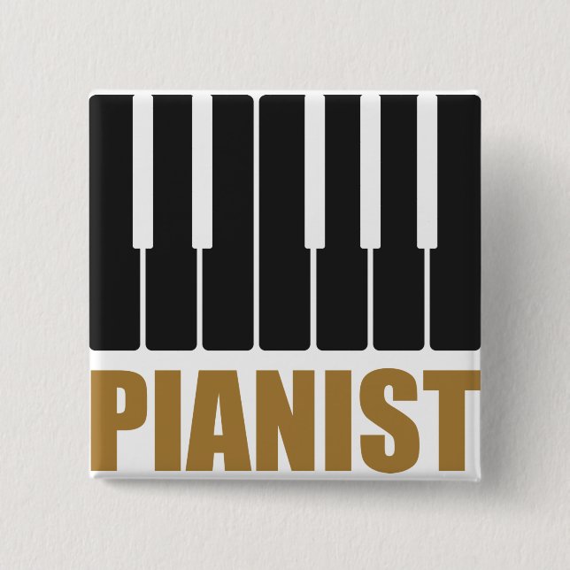 Chapa Cuadrada Tipografía moderna pianista (Anverso)