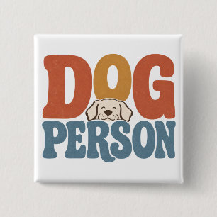 Chapa Cuadrada Tipografía Retro para Amantes de Perros Persona Pe