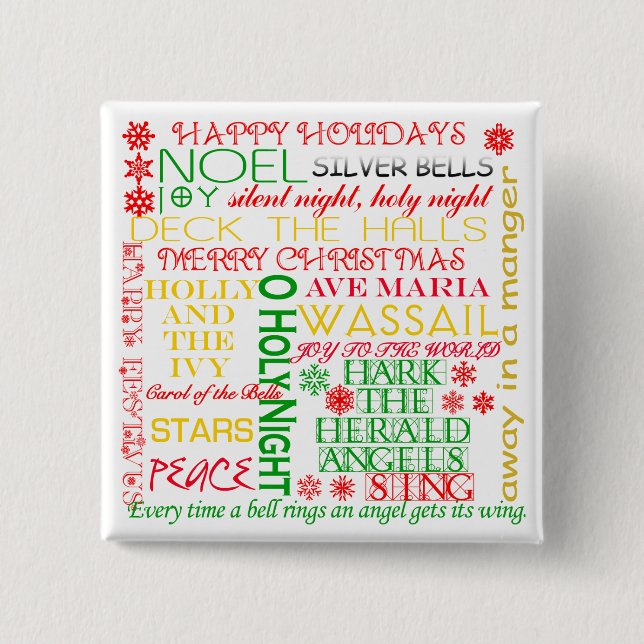 Chapa Cuadrada Títulos del villancico del navidad en las (Anverso)