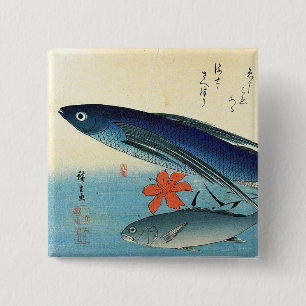 Chapa Cuadrada Tobiuo e Ishimochi - Colorida impresión japonesa d
