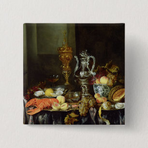 Chapa Cuadrada Todavía vida con la fruta y los crustáceos