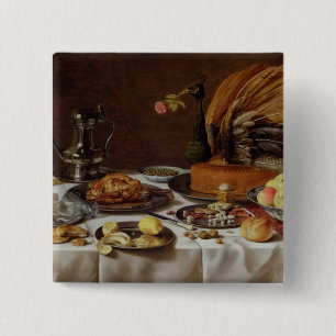 Chapa Cuadrada Todavía vida con una empanada del pavo real, 1627