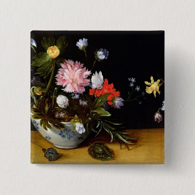 Chapa Cuadrada Todavía vida de flores (Anverso)