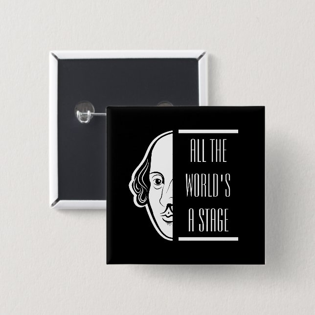Chapa Cuadrada Todo el mundo en un escenario Shakespeare cita al  (Anverso y reverso)
