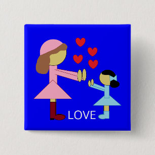 Chapa Cuadrada Todos los niños necesitan amor: azul
