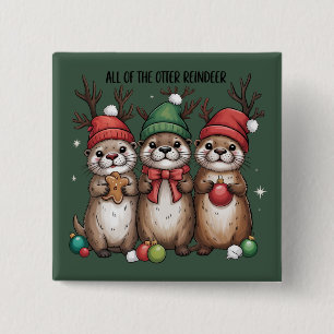 Chapa Cuadrada Todos Los Reno De Nutria Navidad Animal Invierno 