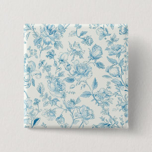 Chapa Cuadrada Toile de jouy Chinoiseries francesas Peonías Flora