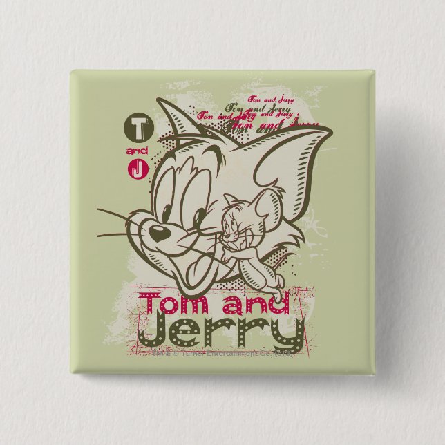 Chapa Cuadrada Tom y Jerry Pink y Green (Anverso)