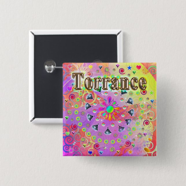 Chapa Cuadrada Torrance Lucky Golden Button (Anverso y reverso)