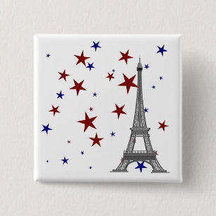 Chapa Cuadrada Torre Eiffel con estrellas
