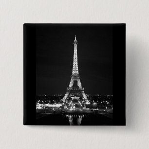 Chapa Cuadrada Torre Eiffel de noche - B/W