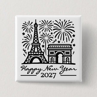 Chapa Cuadrada Torres de París Fuegos Artificiales Año Nuevo 2027
