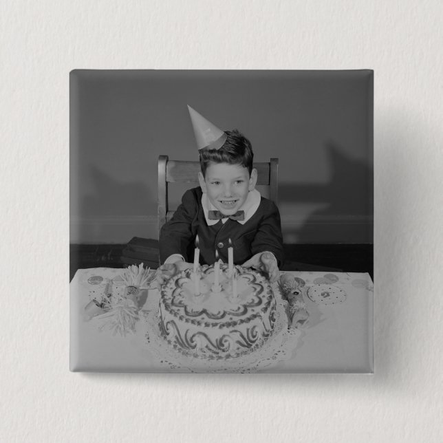 Chapa Cuadrada Torta de cumpleaños (Anverso)