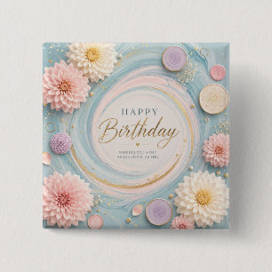 Chapa Cuadrada Torta de cumpleaños con Dalia Pastel Whirl