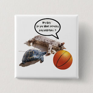 CHAPA CUADRADA TORTUGA CAT Y BALONCESTO