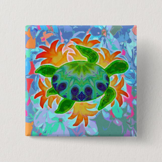 Chapa Cuadrada Tortuga de la llama (Anverso)