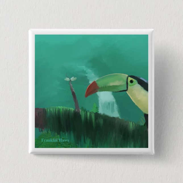 Chapa Cuadrada Toucan en la selva tropical (Anverso)