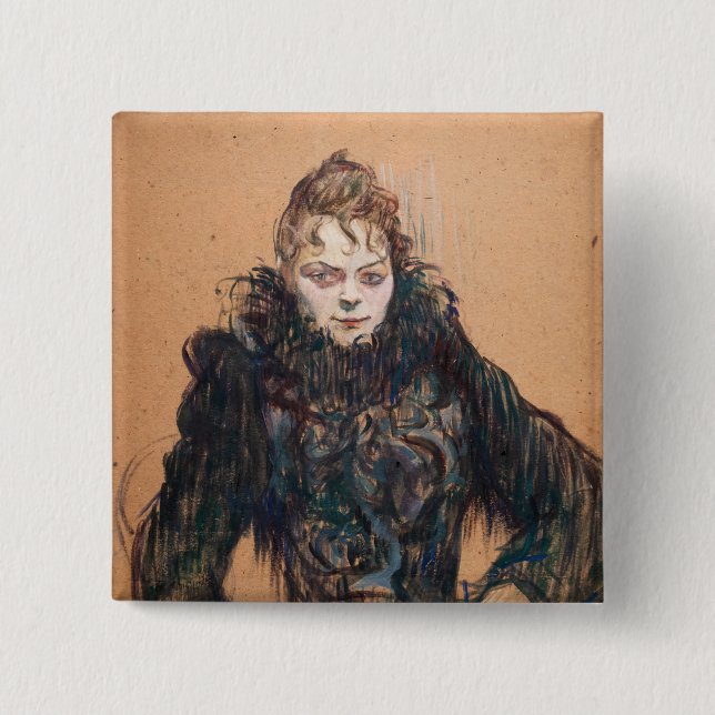 Chapa Cuadrada Toulouse-Lautrec - Mujer con un Boa Negro (Anverso)