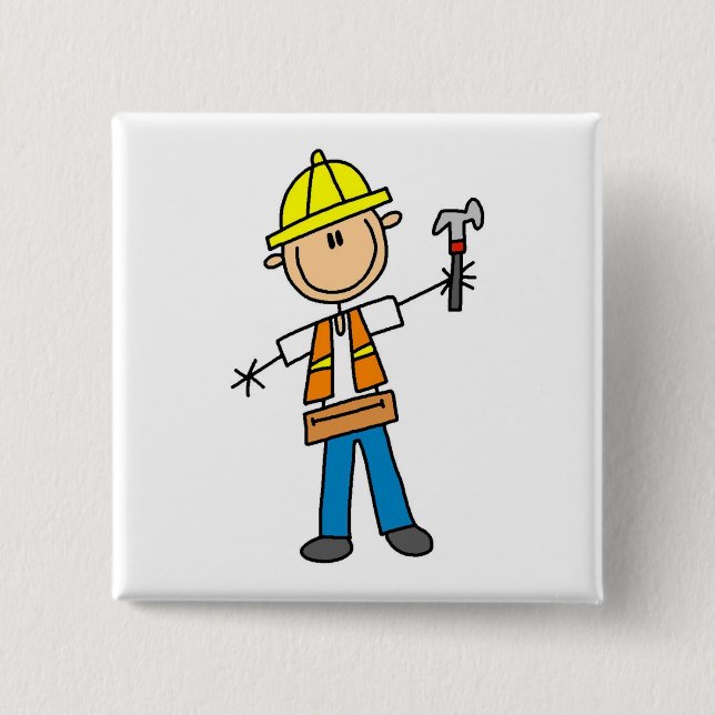 Chapa Cuadrada Trabajador de construcción con el martillo (Anverso)