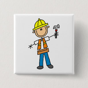 Chapa Cuadrada Trabajador de construcción con el martillo