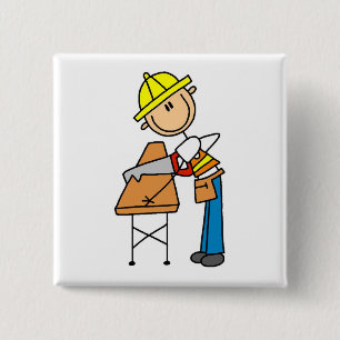 Chapa Cuadrada Trabajador de la Construcción Asserrando Tabla