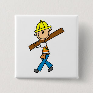 Chapa Cuadrada Trabajador de la Construcción con Madera