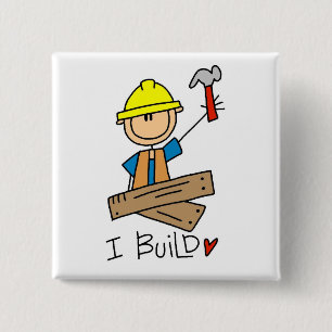 Chapa Cuadrada Trabajador de la Construcción I Construyo Camiseta