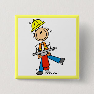 Chapa Cuadrada Trabajador de la Construcción I Construyo Camiseta
