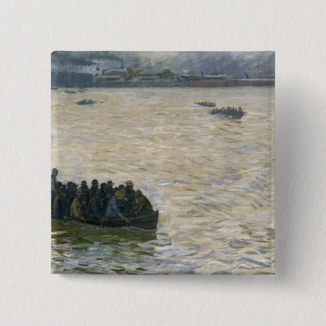 Chapa Cuadrada Trabajadores del astillero que vuelven a casa en (Anverso)